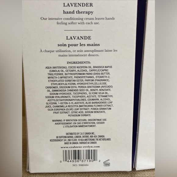 (2) Crabtree & Evelyn Hand Therapy Cream - Lavender, 3.5 Oz - Picture 5 of 7